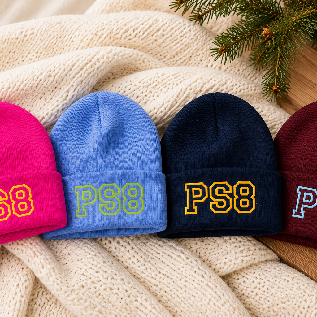 PS8 Winter Knit Hat Navy and Gold 2026