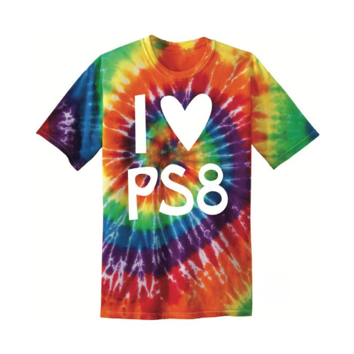 I Love PS8 Rainbow Tie-Dye Tee