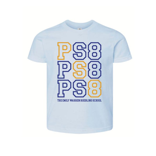 New PS8 Logo Tee Youth and Adult 2026 Blue